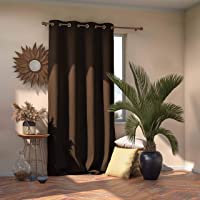 AmeliaHome Blackout Cortina Opaca- poliéster- marrón- Ösen 140x270